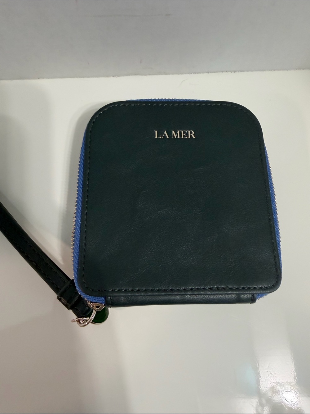 La Mer Green Leather Make Up Bag Case